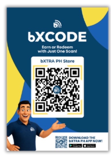 bXCODE counter poster — earn or redeem with just one scan